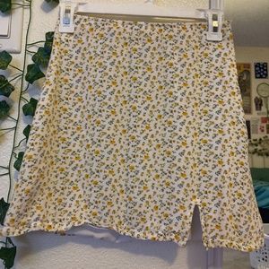 floral yellow mini skirt